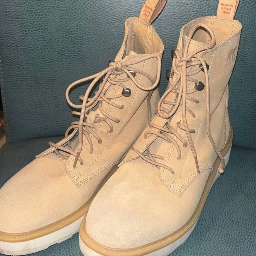 Beige Lace-Up Sorel Boots